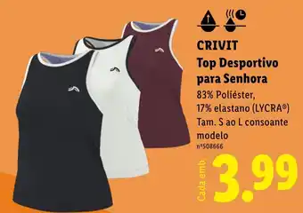 Lidl Crivit top desportivo para senhora promoção