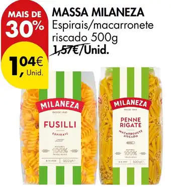 Pingo Doce Massa milaneza espirais/macarronete riscado promoção