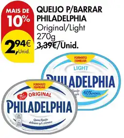 Pingo Doce queijo p/barrar philadelphia original/light promoção
