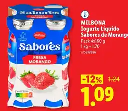Lidl Milbona iogurte líquido sabores de morango promoção