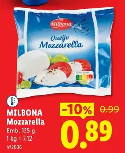 Lidl Milbona Mozzarella promoção