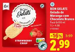 Lidl Bon gelati gelado de morango com chocolate branco promoção