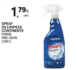 Continente spray de limpeza continente power+ promoção