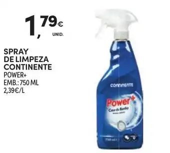 Continente spray de limpeza continente power+ promoção