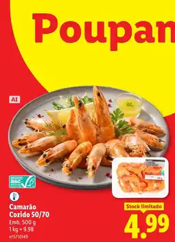 Lidl Camarão Cozido 50/70 promoção