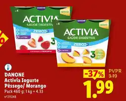 Lidl Danone Activia Iogurte Pêssego/Morango promoção