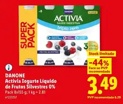 Lidl Danone activia iogurte líquido de frutos silvestres 0% promoção