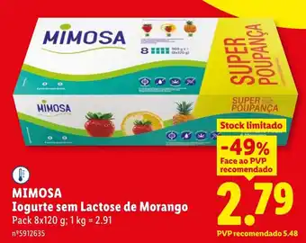 Mimosa iogurte sem lactose de morango