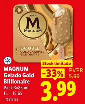 Lidl magnum gelado gold billionaire promoção