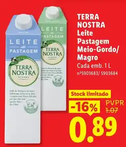 Lidl Leite pastagem meio-gordo/magro terra nostra promoção