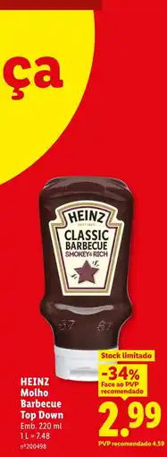 Lidl Heinz molho barbecue top down promoção
