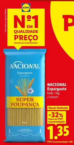 Lidl Nacional esparguete promoção