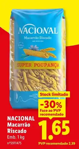 Lidl Nacional macarrão riscado promoção