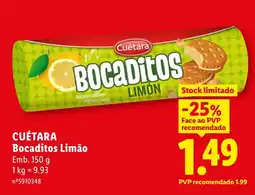 Lidl Cuétara Bocaditos Limão promoção