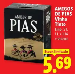 Lidl Amigos de Pias Vinho Tinto promoção