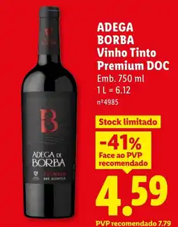 Lidl Adega de Borba Vinho Tinto Premium DOC promoção