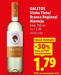 Lidl Galitos Vinho Tinto/ Branco Regional Alentejo promoção