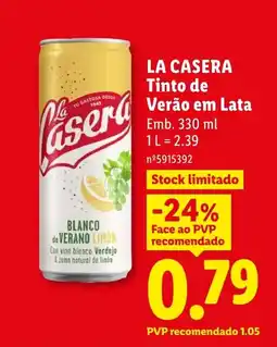 Lidl La Casera Tinto de Verão em Lata promoção