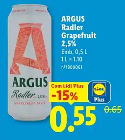 Lidl Argus radler grapefruit promoção