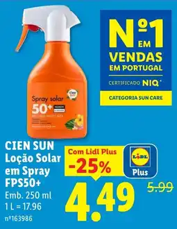Lidl Cien sun loção solar em spray fps50+ promoção