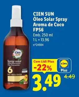 Lidl Cien Sun Óleo Solar Spray Aroma de Coco promoção