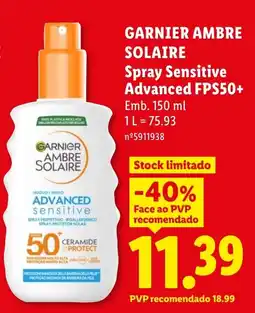 Lidl garnier ambre solaire spray sensitive advanced fsp50+ promoção