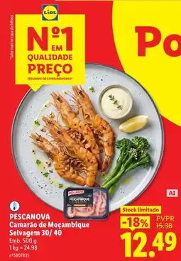 Lidl Pescanova camarão de moçambique selvagem 30/40 promoção