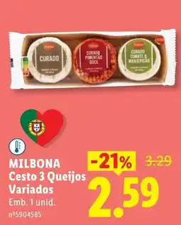 Lidl Milbona Cesto 3 Queijos Variados promoção