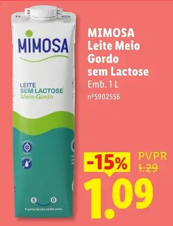 Lidl Mimosa leite meio gordo sem lactose promoção
