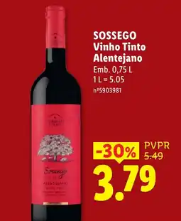 Lidl Sossego Vinho Tinto Alentejano promoção