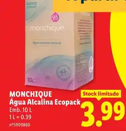 Lidl Monchique Água Alcalina Ecopack promoção