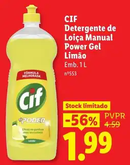 Lidl Cif Detergente de Loiça Manual Power Gel Limão promoção