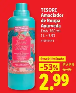 Lidl Tesori d'Oriente Amaciador de Roupa Ayurveda promoção