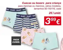 kik Cuecas ou boxers para criança promoção
