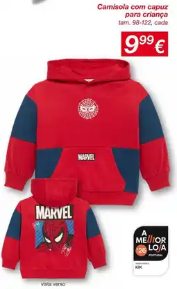 kik Camisola com capuz para criança promoção