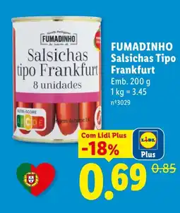 Lidl Fumadinho salsichas tipo frankfurt promoção