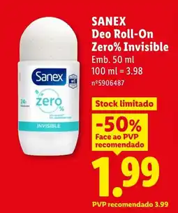 Lidl Sanex deo roll-on zero% invisible promoção