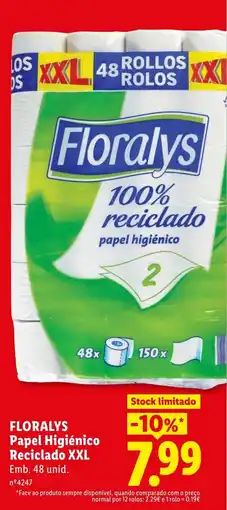 Lidl Floralys Papel Higiénico Reciclado XXL promoção