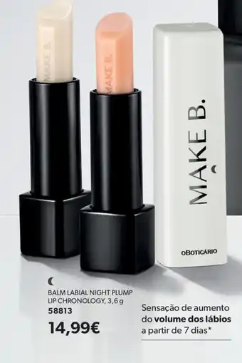 O Boticário Balm labial night plump lip chronology, promoção