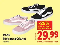 Lidl vans tênis para criança promoção