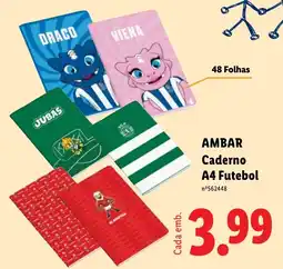 Lidl Ambar caderno a4 futebol promoção