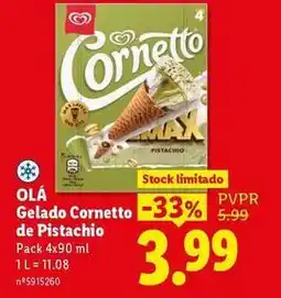 Lidl Olá - gelado cornetto de pistachio promoção