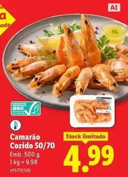 Lidl A+ - camarão cozido 50/70 promoção