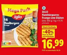 Lidl Iglo - hambúrgueres frango sem gluten promoção