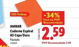 Lidl Ambar - caderno espiral a5 capa dura promoção