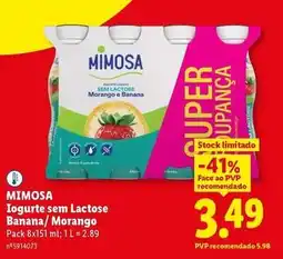 Lidl Mimosa - iogurte sem lactose banana/ morango promoção