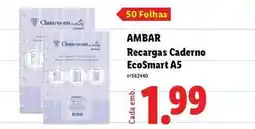 Lidl Ambar - recargas caderno ecosmart a5 promoção