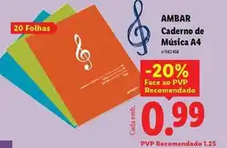 Lidl Ambar - caderno de musica a4 promoção