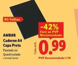 Lidl Ambar - caderno a4 capa preta promoção
