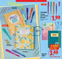 Lidl Crelando canetas com corretor/recargas promoção
